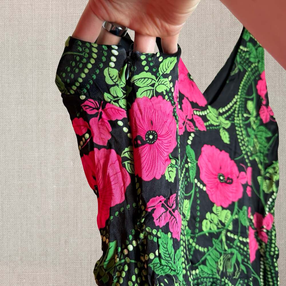 Anthropologie Maeve Hot Pink Floral Maxi Dress Cottagecore Goth Fairy size 4 - Picture 10 of 13